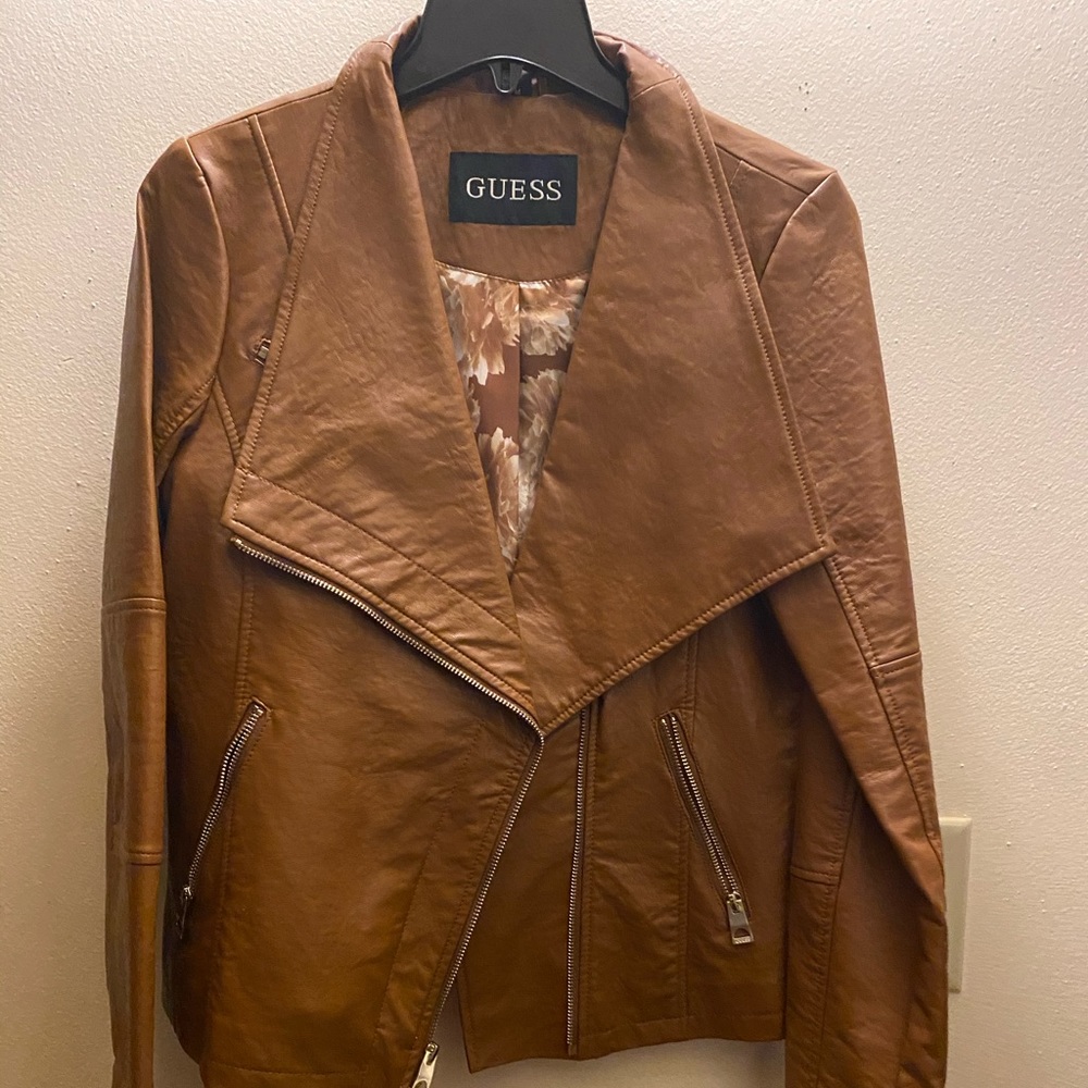 GUESS - brown leather jacket